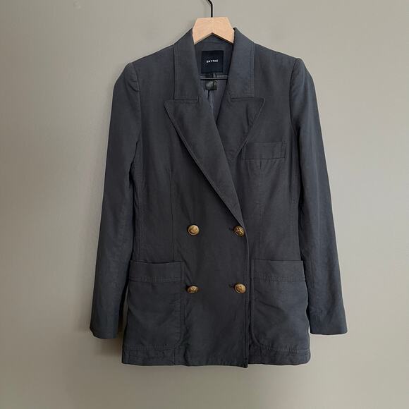 SMYTHE Unstructured Double Breasted Blazer Grey Size XS Classic‎ Menswear Chic - Picture 4 of 16
